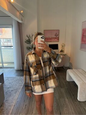 Zara Plaid Flannel Shirt Jacket